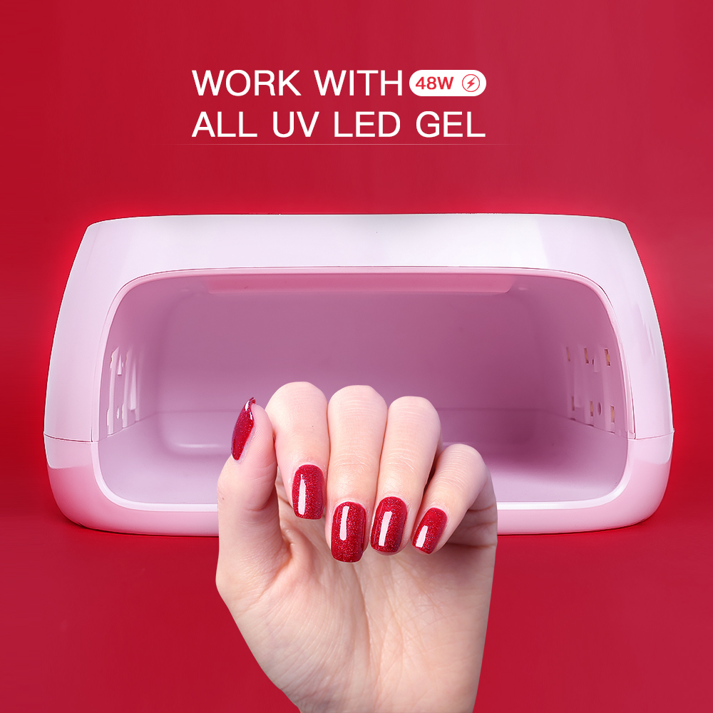Lámpara de uñas de gel led ultravioleta de 48w para fuente de luz doble secadora de salón de uñas